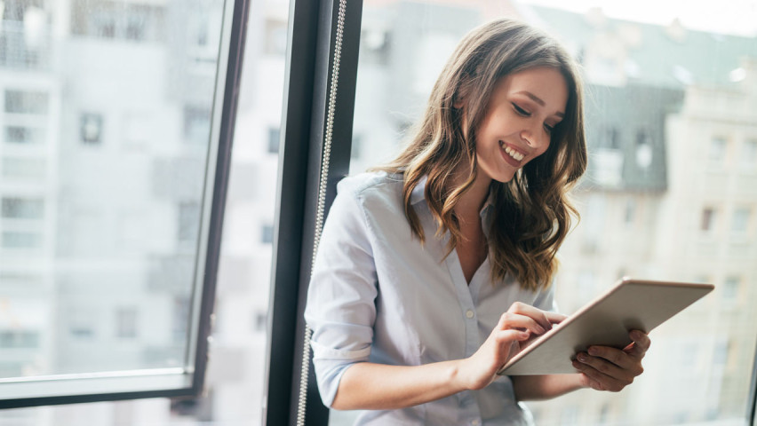 female using a tablet